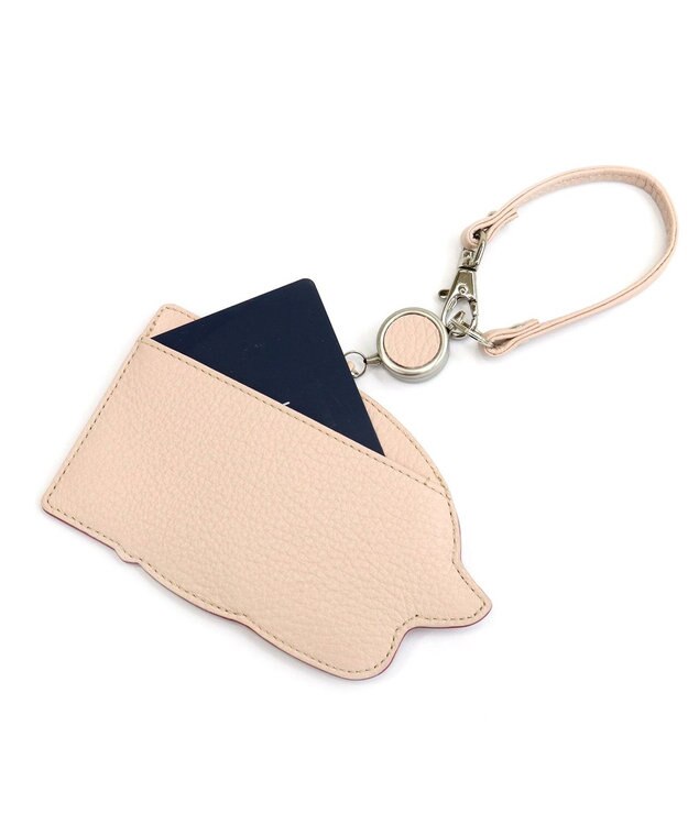 IBIZA アニマーダ　牛革　リール付きパスケース 薄ピンク