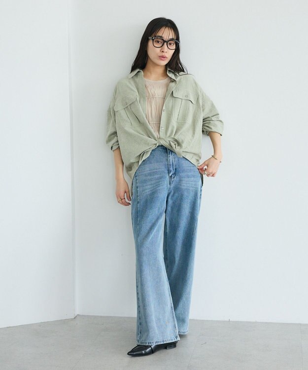 CRAFT STANDARD BOUTIQUE とろみワークシャツ Light Green