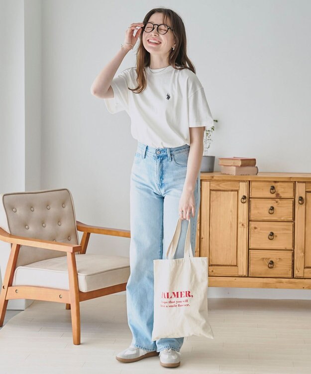 WEGO 【洗える/綿100%】USPOLOワンポイントTシャツ ホワイト