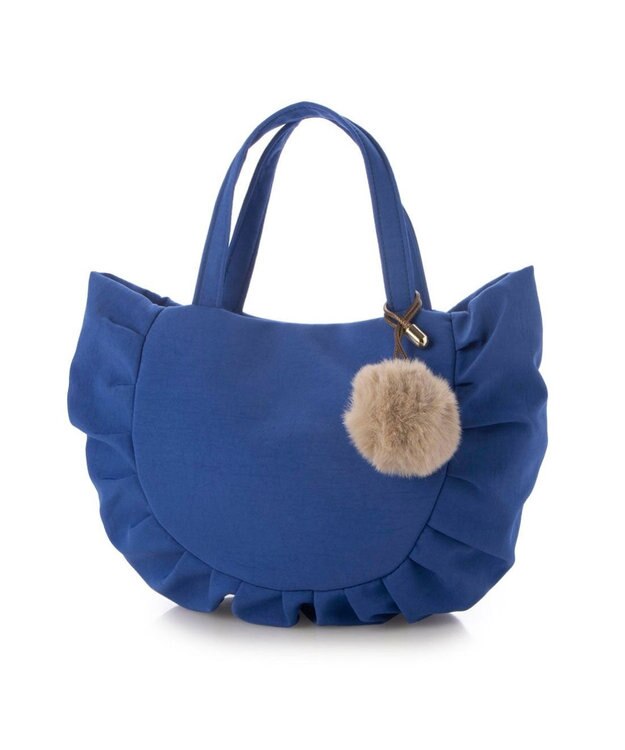 UNBILLION カシュカシュ cachecache / ポンポンつきラウンドミニトート ブルー