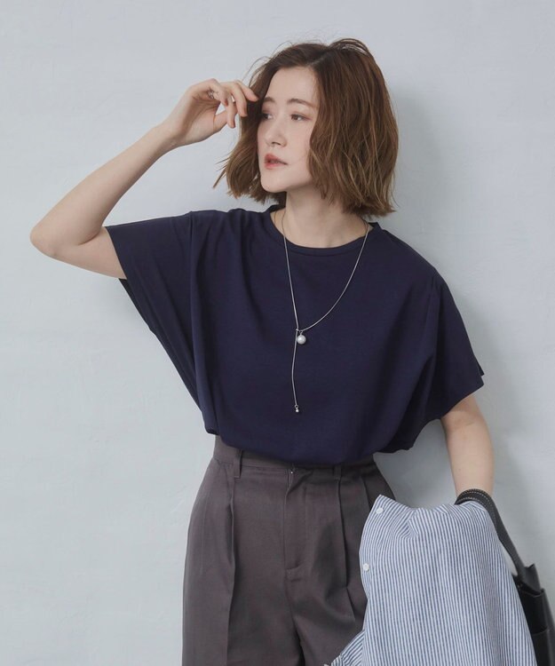 WEGO 【2026春夏新作】接触冷感フレンチスリーブT ネイビー
