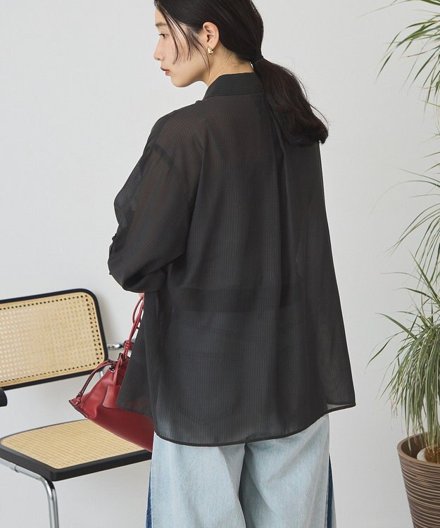 AMERICAN HOLIC ウエストタックシアーストライプシャツ Black