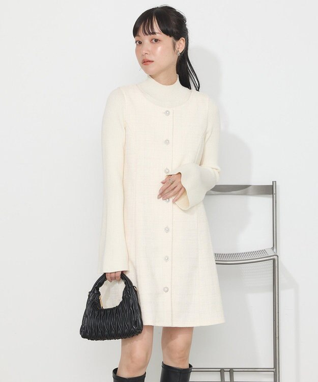 earth music&ecology ツイードミニワンピース Ivory