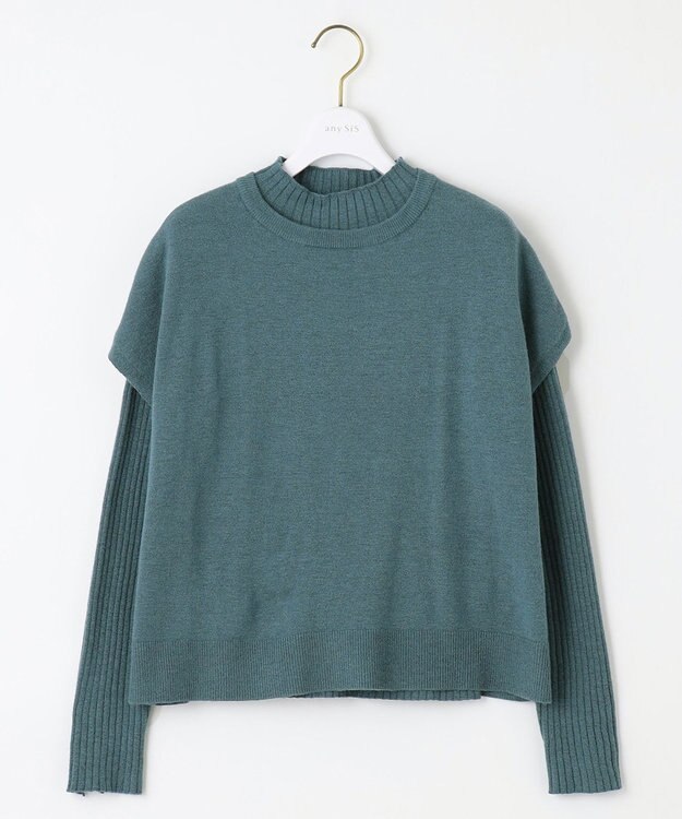ANY SIS S 【洗える】ニットベストツイン セット ブルーグリーン