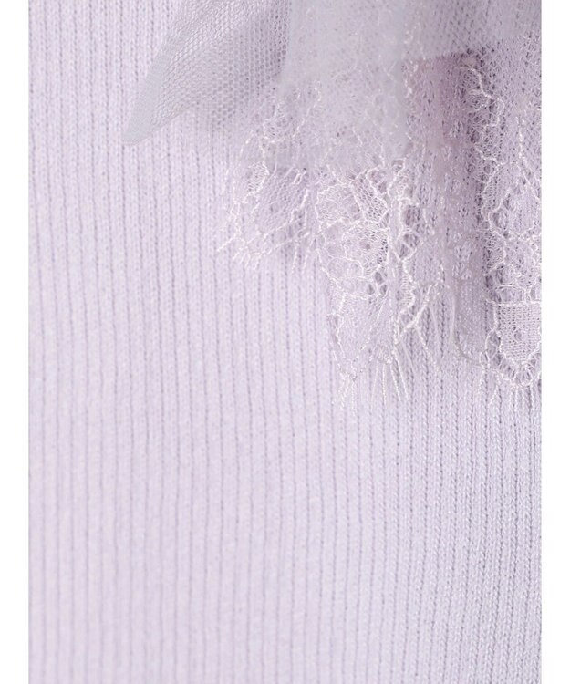 earth music&ecology 袖レースリブニットプルオーバー Lavender
