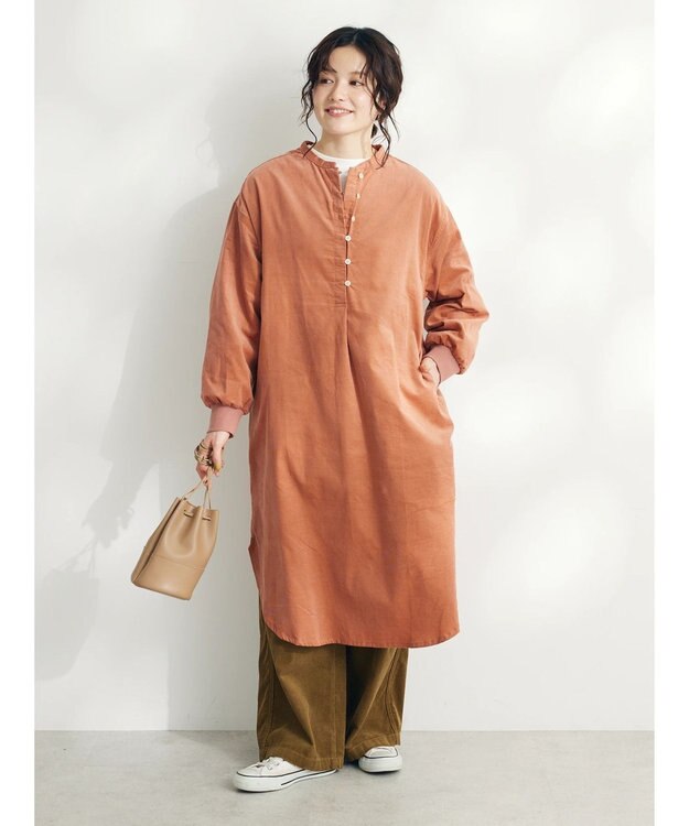 CRAFT STANDARD BOUTIQUE コーデュロイリブ付きワンピース Light Pink