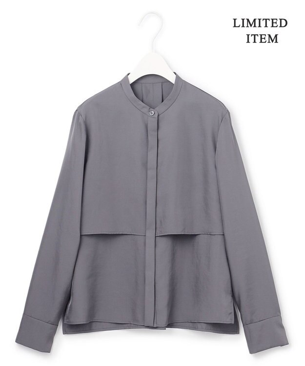 ICB L 【WEB限定・洗える】シルキーツイル  クロップドシャツ グレー系