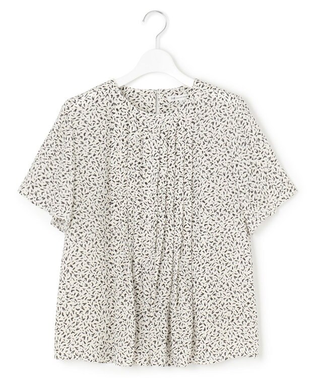 23区 【接触冷感/吸水速乾】ペインティングプリント ブラウス ベージュ系