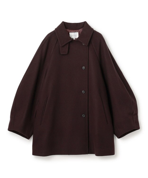 BEIGE， GABELLE / ミドル丈スタンドカラーウールコート Bordeaux