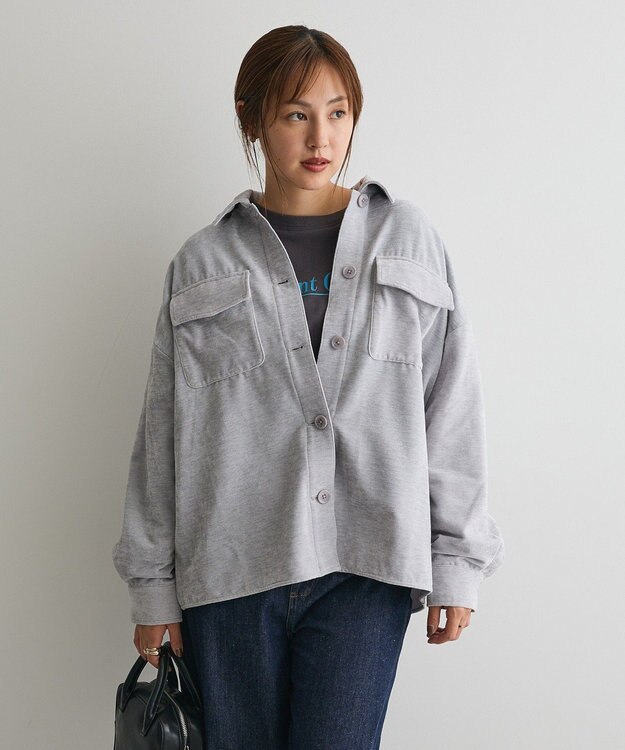 CRAFT STANDARD BOUTIQUE ベロアシャツジャケット Light Gray