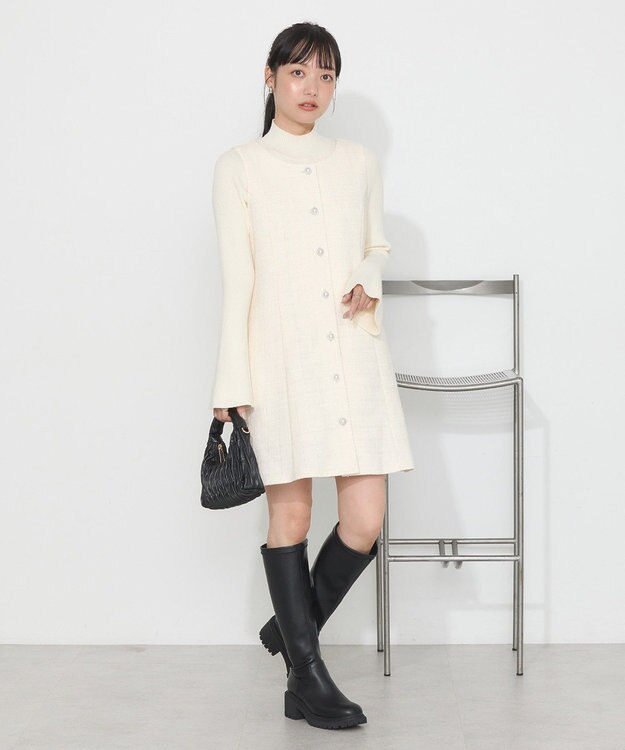 earth music&ecology ツイードミニワンピース Ivory