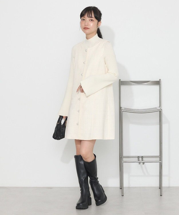 earth music&ecology ツイードミニワンピース Ivory