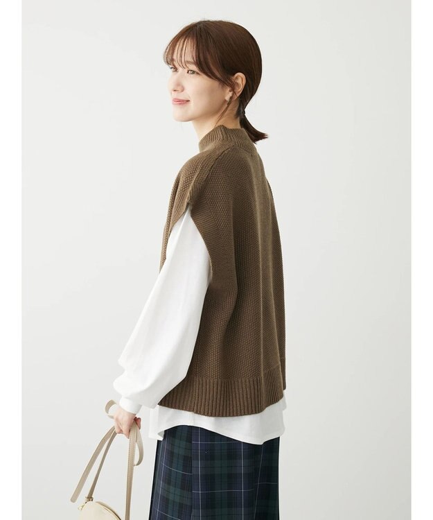 Green Parks ＳＥＴ２点モックネックカノコベスト＋ロンＴＥＥ Brown