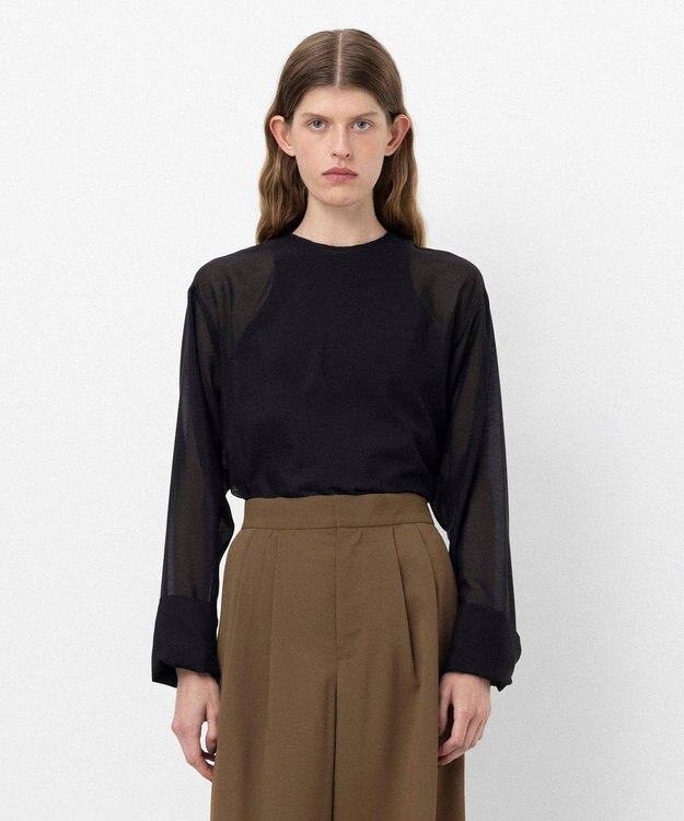 NAVE 【ReNAVE・洗える】シアーボイル ブラウス ブラック系