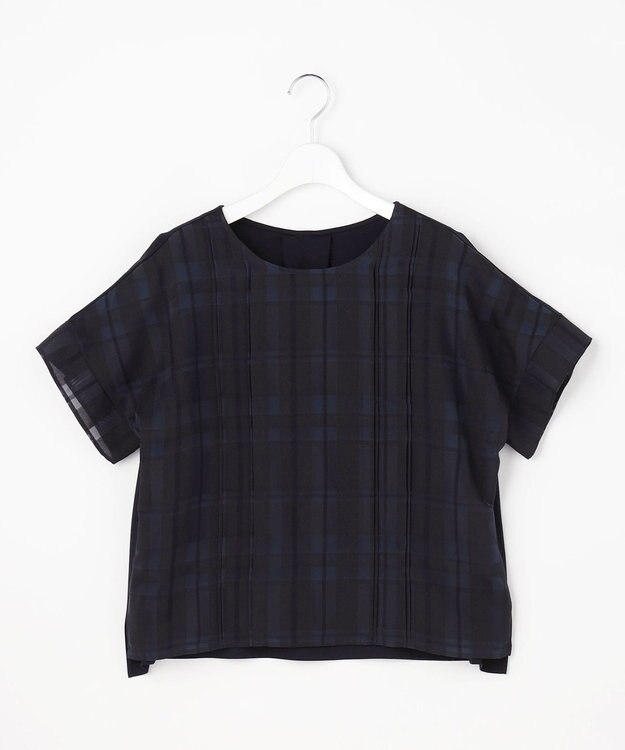 J.PRESS LADIES L 【一枚で着映え】シャドーチェック カットソー ネイビーチェック系
