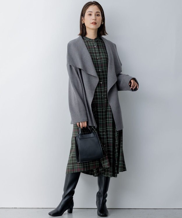 組曲 L シアーツイルチェック ワンピース グリーン系9