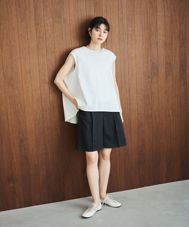 #Newans 【洗える】スクエアシルエットノースリーブカットソー ホワイト