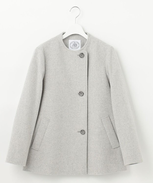 J.PRESS LADIES L ショートビーバー ノーカラーコート ライトグレー系