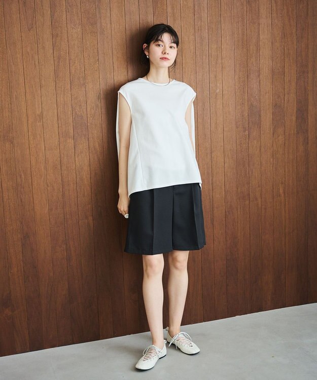 #Newans 【洗える】スクエアシルエットノースリーブカットソー ホワイト