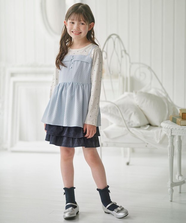 組曲 KIDS 【18-24㎝】かんたんストラップ バレエシューズ シルバー