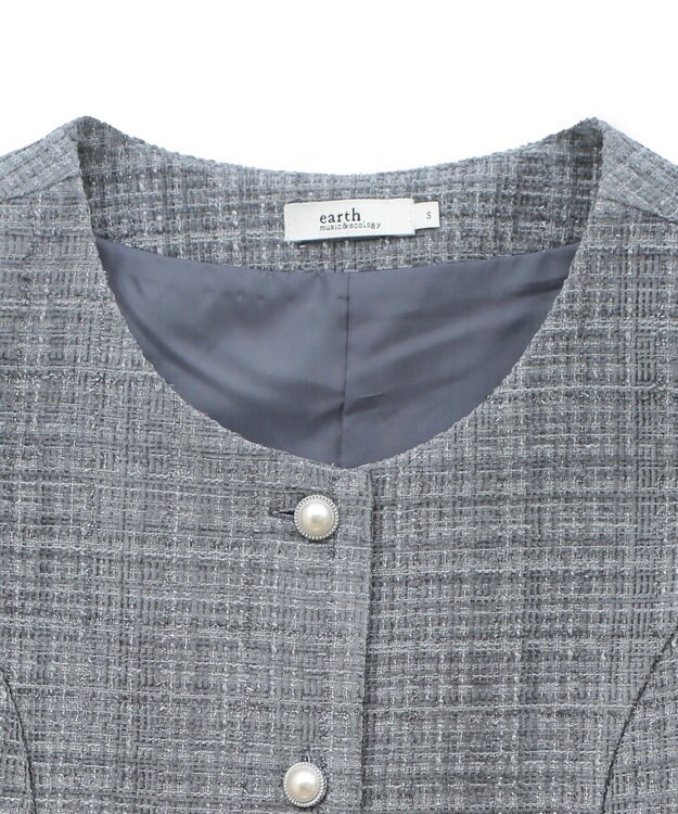 earth music&ecology ツイードミニワンピース Gray