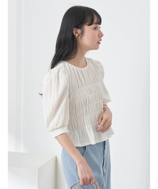 earth music&ecology ポコポコシャーリングトップス White