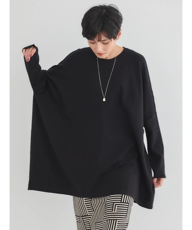 AMERICAN HOLIC バイパチポンチョライクＢＩＧニットチュニック Black