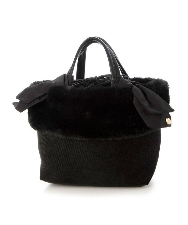 UNBILLION カシュカシュ cachecache / エコファーコンビリボントートバッグ ブラック