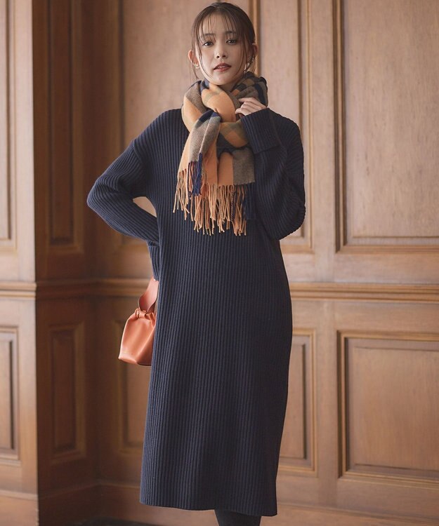 組曲 ウールマルチチェックストール オレンジ系3