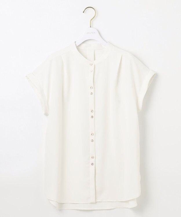 ANY SIS L 【洗える】ダブルボタンフレンチスリーブ ブラウス オフ