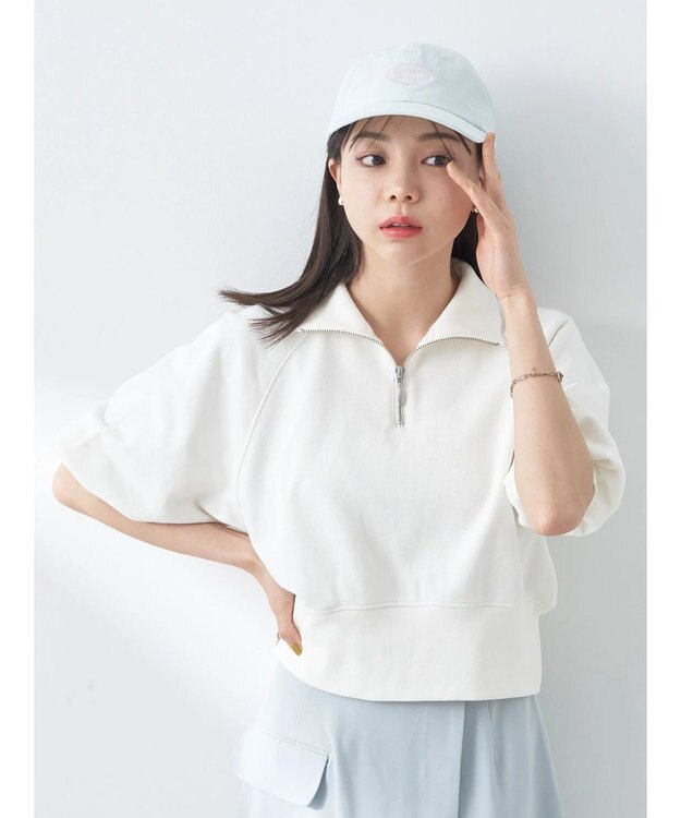 earth music&ecology ハーフジップショートプルオーバー Off White