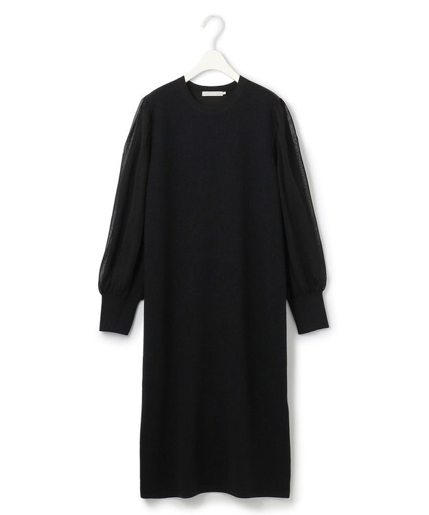 ICB L 【洗える】ウールブレンドスムース ニットワンピース ブラック系