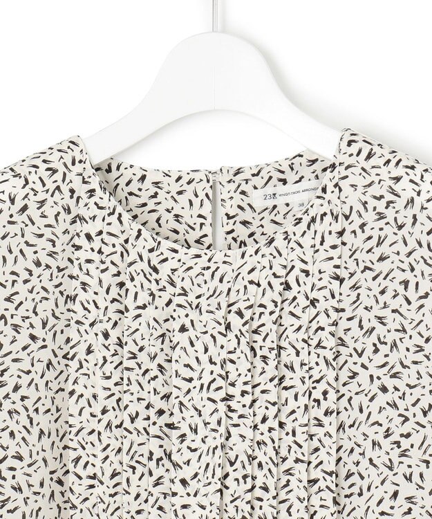 23区 【接触冷感/吸水速乾】ペインティングプリント ブラウス ベージュ系