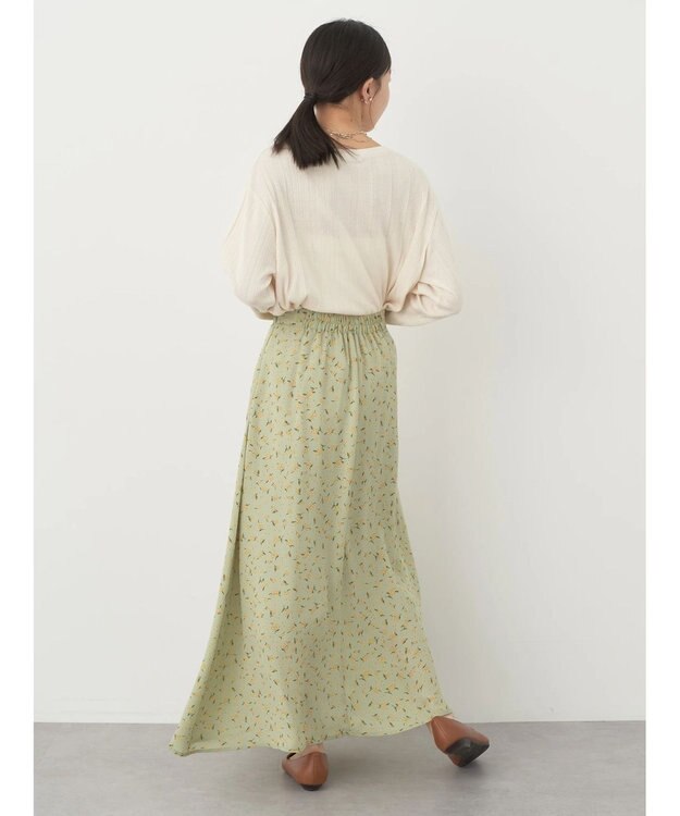 earth music&ecology キンモクセイ柄フレアスカート Green
