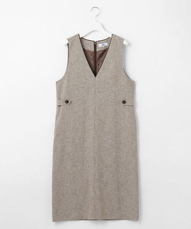 J.PRESS LADIES 【洗える】Calameraリングメッシュ ジャンパースカート ブラウンMIX系