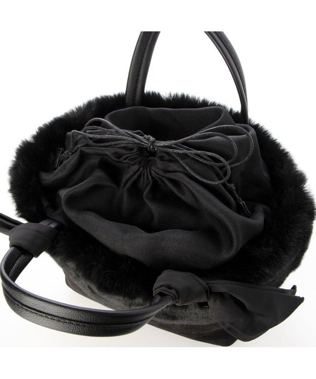 UNBILLION カシュカシュ cachecache / エコファーコンビリボントートバッグ ブラック