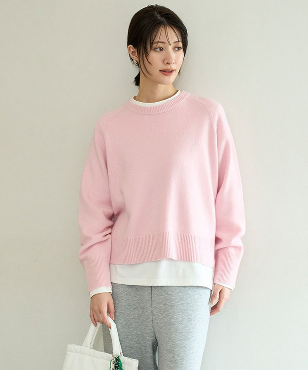 UNFILO カシミヤブレンド クルーネックニット ピンク