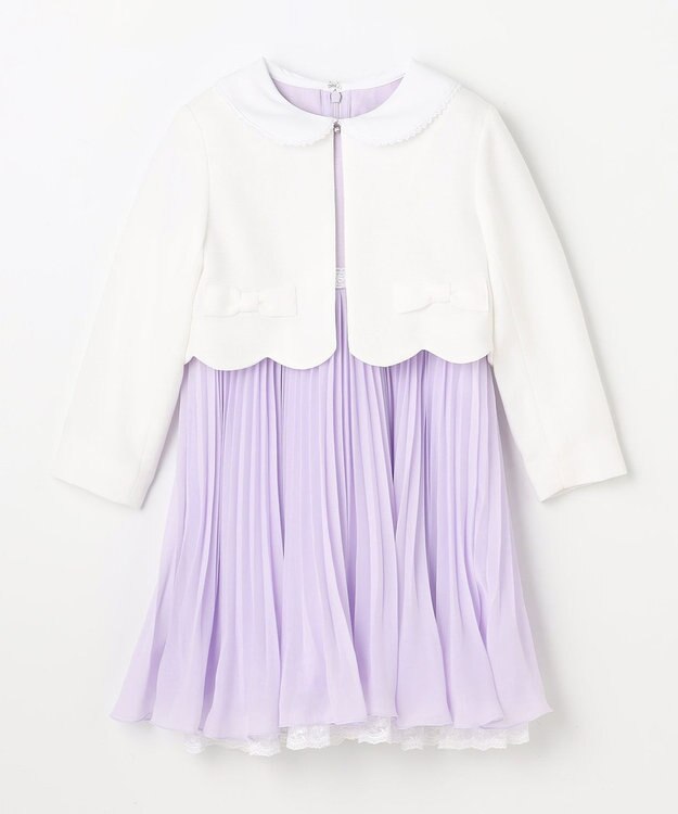 ANY KIDS 【2点セット】リボンボレロジャケット+シフォンプリーツ ワンピース ラベンダー