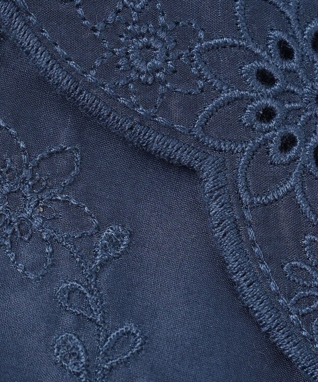 自由区 S 【WEB限定・接触冷感・洗える】エンブロイダリーローンプルオーバー ブラウス コバルトブルー