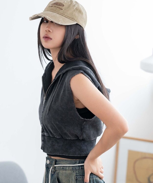 WEGO ノースリーブジップパーカー スミクロ