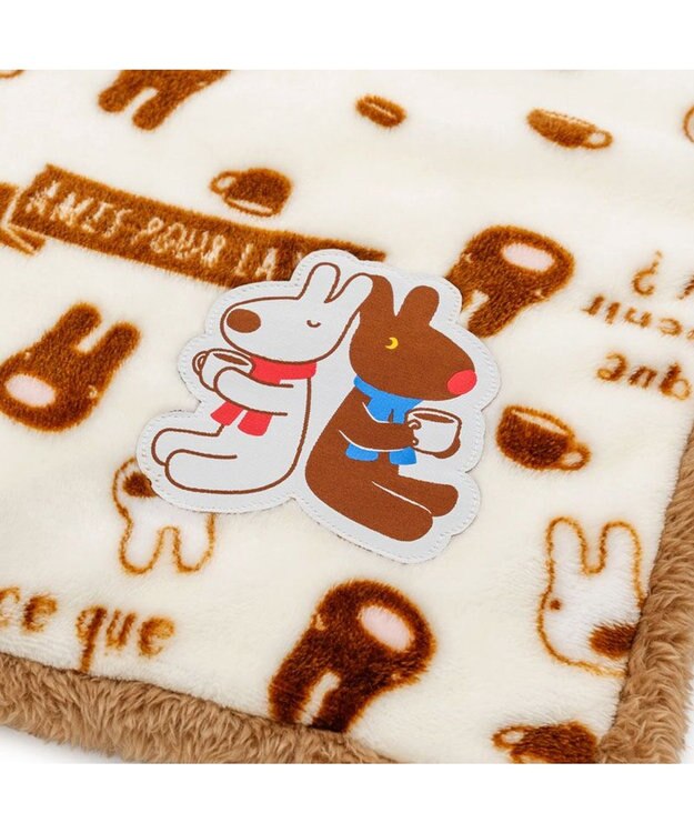 PET PARADISE リサとガスパール 遠赤外線 ボア マット 《カフェ柄》 ホワイト×ブラウン