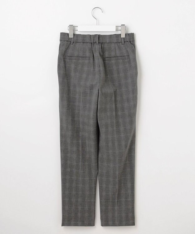 自由区 【撥水加工・洗える】TRギャバ裏起毛チェック柄テーパード パンツ グレーチェック