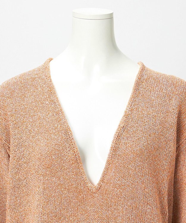 23区 【GOLD LABEL】マーブルコイル Vネック ニット オレンジ系3