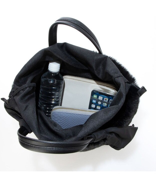 UNBILLION カシュカシュ cachecache / エコファーコンビリボントートバッグ ブラック