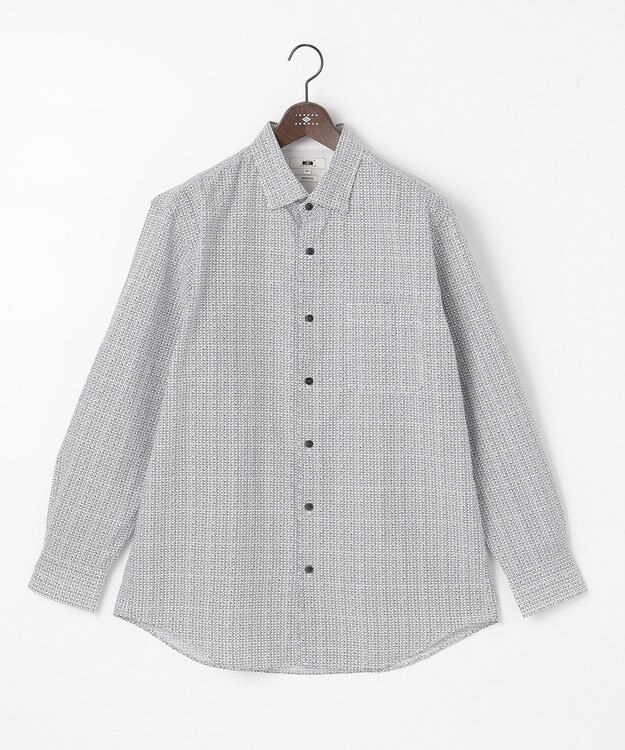 JOSEPH ABBOUD 【キングサイズ・オーガニックコットン】リヨセルリネンプリント シャツ ホワイト系4