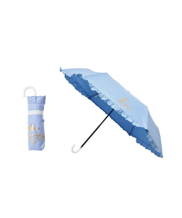 MOONBAT 【日傘】エスタ (estaa) Beauty shield折りたたみ傘フリル ペールスカイ