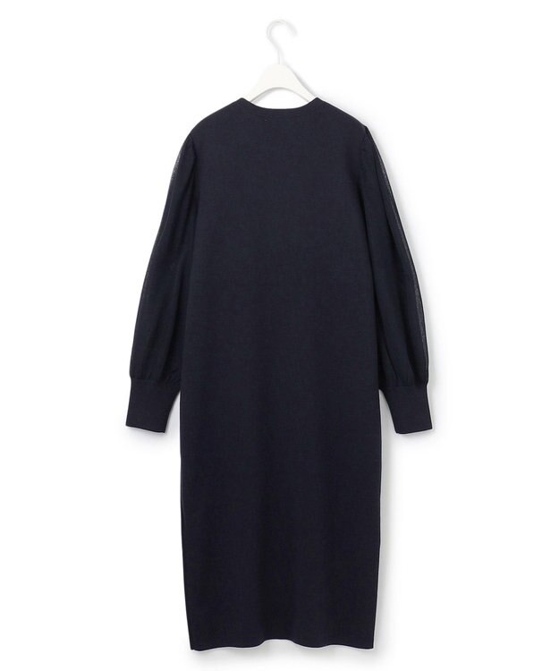 ICB L 【洗える】ウールブレンドスムース ニットワンピース ネイビー系
