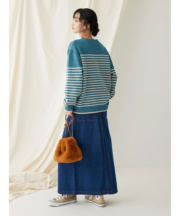 CRAFT STANDARD BOUTIQUE 洗えるモールニットボーダープルオーバー Blue