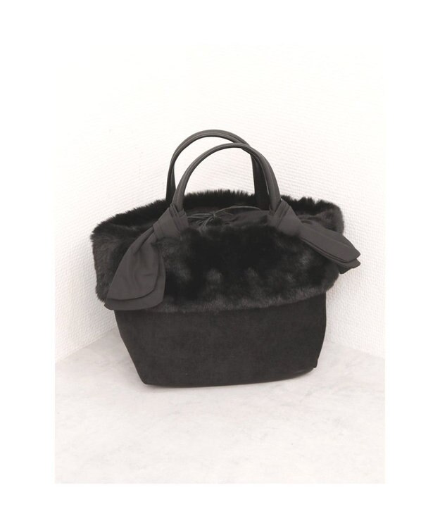 UNBILLION カシュカシュ cachecache / エコファーコンビリボントートバッグ ブラック