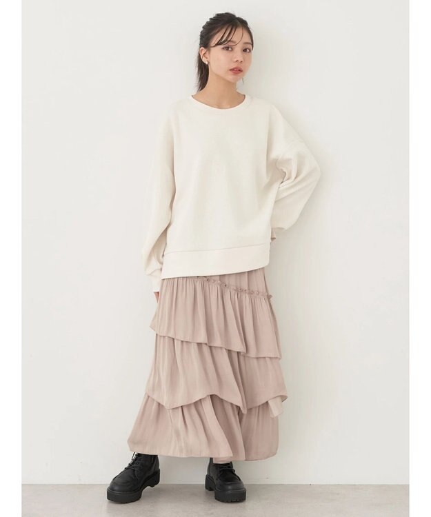 earth music&ecology サイドボタンダンボールプルオーバー Ivory